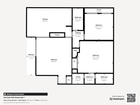 Floor plan for 2 beds, 2 baths, 1326 sqft